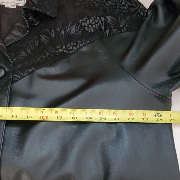 Vintage Retro Fitz-Wright Leather Black Floral Embossed Suede Jacket. XL. - Picture 13 of 15